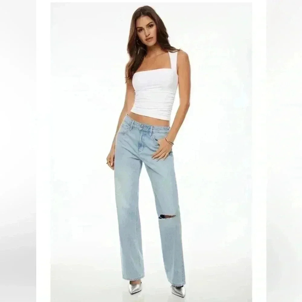 Dynamite Light Blue Mika Relaxed Straight Jeans in size 25